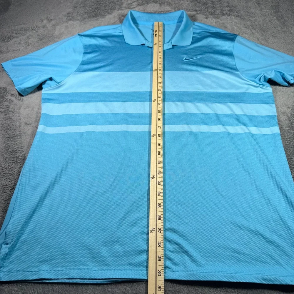 Nike Dri-FIT Mens XL Blue Thick Striped Short Sleeve Golf Polo Shirt Mens XL